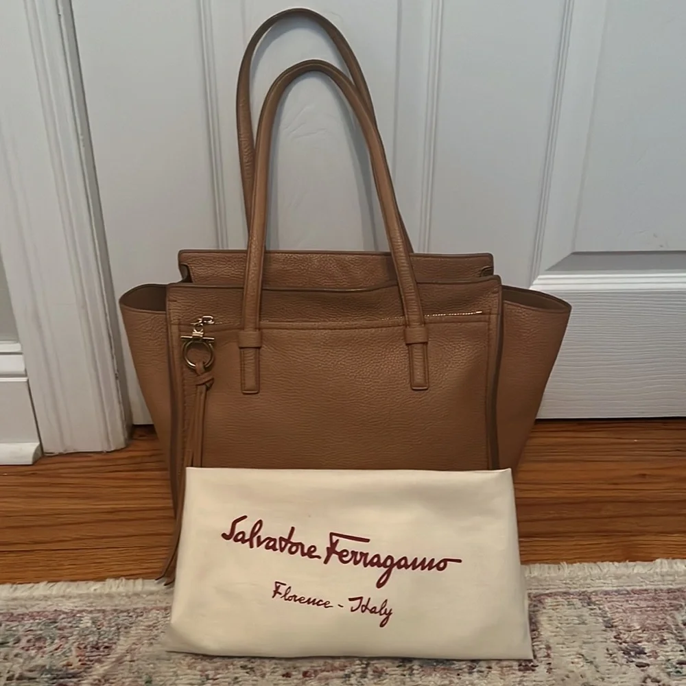 SALVATORE FERRAGAMO
Ladies Double Handle Gancini Tote - Beige - Picture 2 of 11